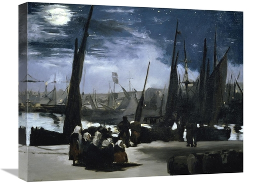 Global Gallery GCS-282388-22-142 22 in. Moonlight Over the Port Boulog