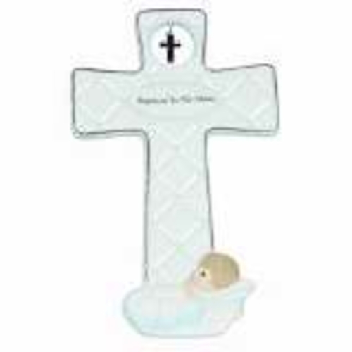 Precious Moments 121525 Cross Baptized In His Name With Easel Stand - 