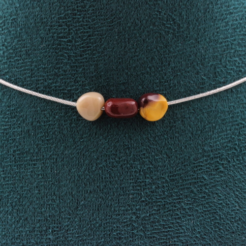 Mookaite from Australia 8 mm 3 beads necklace. 