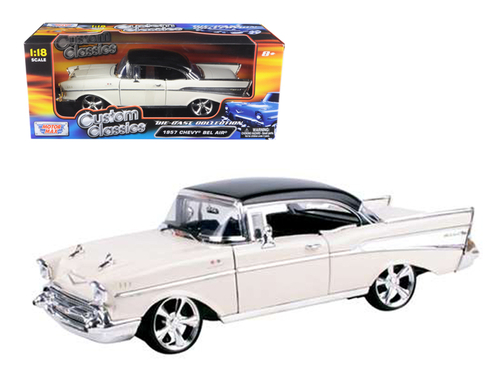 1957 Chevrolet Bel Air Hard Top Cream with Custom Wheels 1/18 Diecast