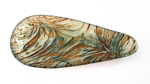 Ballad Triangle Plate, Turquoise & Brown - Set of 2