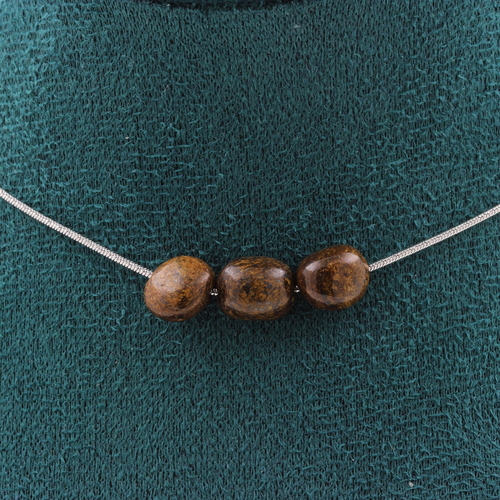 Bronzite from Brazil 3 beads necklace. 
