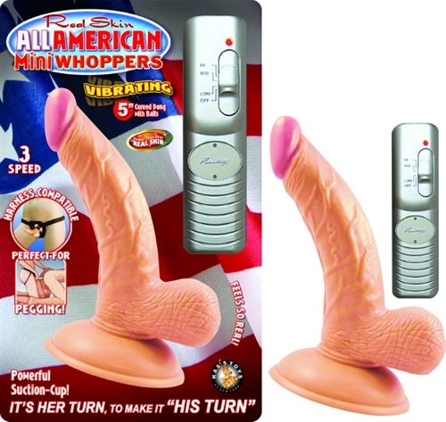 All American Mini Whoppers Vibrating 5-Inch Curved Dong With