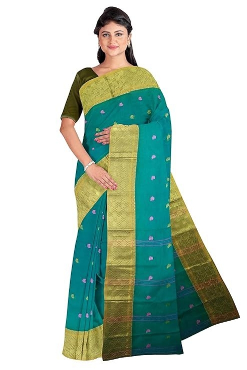Women'S Tangail Pure Cotton Silk Border Traditional Bengal Handloom