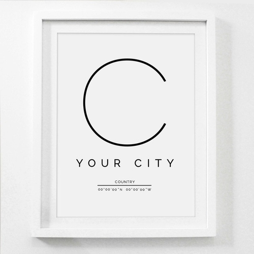 Custom Gift City Name Prints Wall Art Minimalist