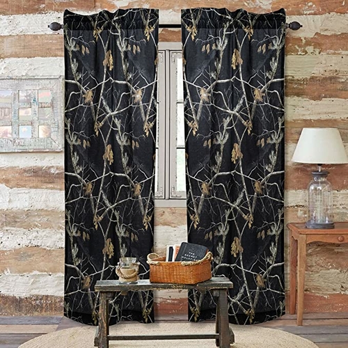 Realtree - All Purpose Black Drapes - Modern Camo Rod Pocket Curtains