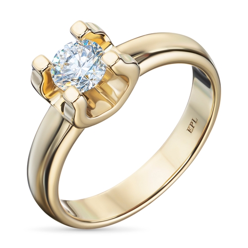 14K Yellow Gold Ring with 1 Round-Cut Lab-Created Diamond 0.505 CT.TW