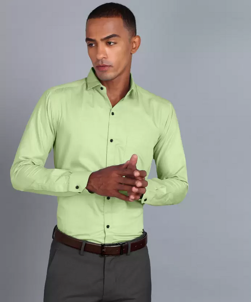 Men Regular Fit Washed Casual Shirt Green Size L