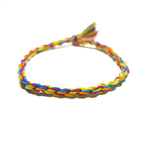 Neon Rainbow Friendship Bracelet, Adjustable Cotton Bracelet