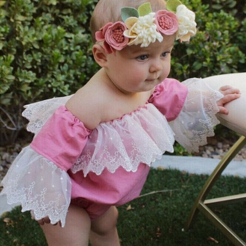 Summer New Newborn Baby Girls Lace Strapless