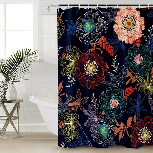 Multi Colored Flowers Shower Curtain