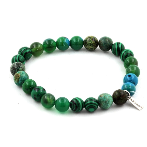 Chrysocolla + Green Agate + African Turquoise + Malachite Bracelet