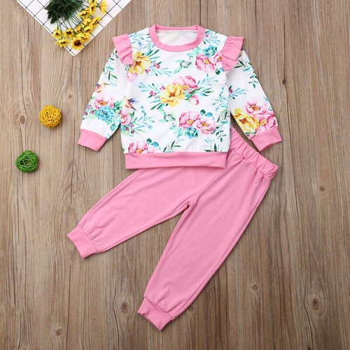 Pudcoco Autumn Kid Baby Girl Flower Print Long