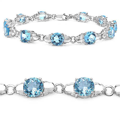 14.80 Carat Genuine Blue Topaz Sterling Silver Bracelet