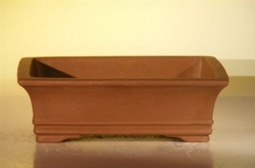 Brown Unglazed Ceramic Bonsai Pot - Rectangle 10" x 7.875" x 3.125"