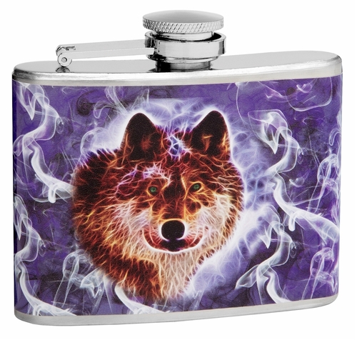 4oz Mystical Wolf Hip Flask