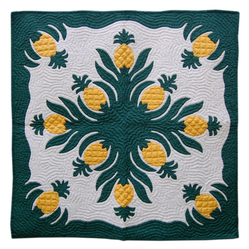 42″ Hawaiian Quilt Wall Hanging – MC Pineapple Design