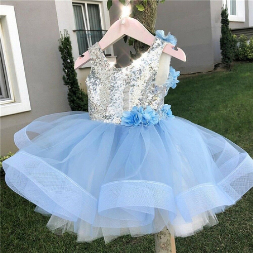 Fashion 2-7Y Kids Girl Sequined Lace Patchwork