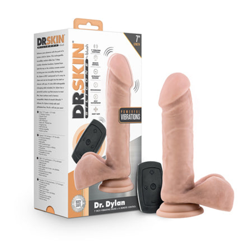 Blush Dr. Skin Dr. Dylan 7.5 in. Vibrating Dildo with Balls Beige