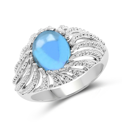 3.65 Carat Genuine Swiss Blue Topaz .925 Sterling Silver Ring