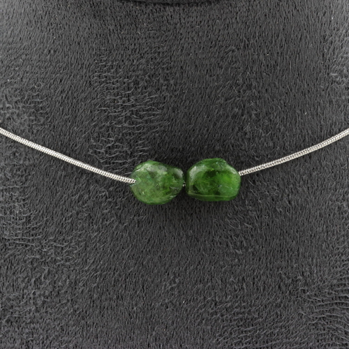 Diopside from Brazil 2 beads necklace.