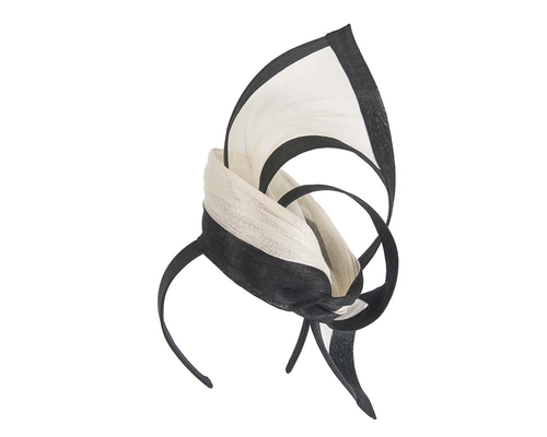 Exclusive cream & black tall fascinator for  Cup races S159CB