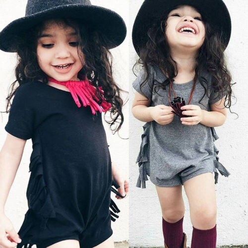 Cotton Baby Girl Solid Tassles Bodysuit Newborn