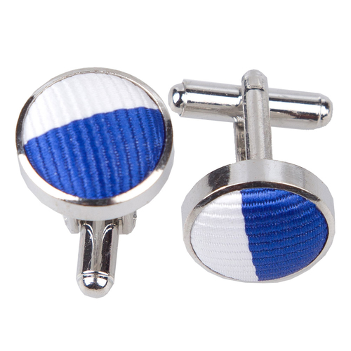 Striped Cufflinks - Royal Blue & White