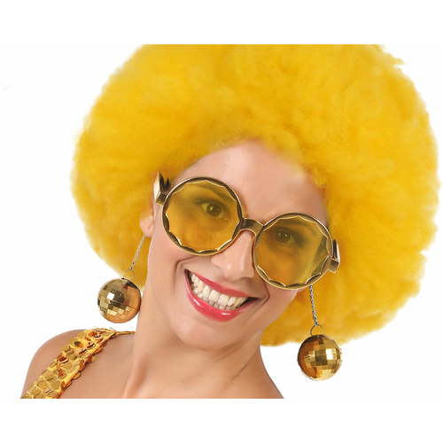 Glasses Costume Yellow anos 70 Hippie Golden