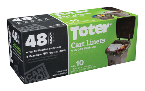 Toter 6393342 48 gal Quick Tie Cart Liner - Black  