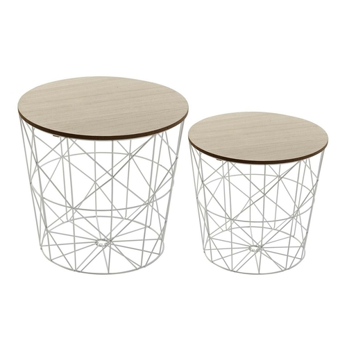 Set of 2 tables Versa Metal MDF Wood (40,5 x 41 x 40,5 cm)