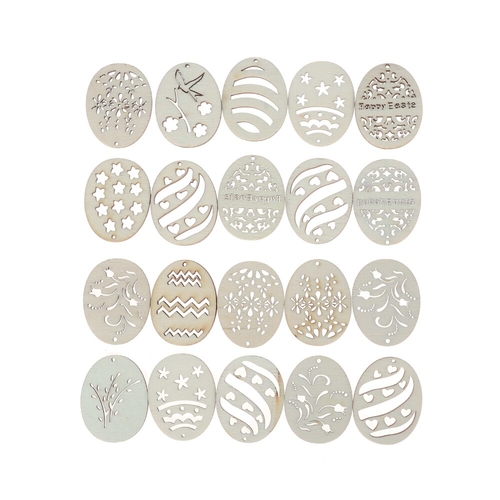 50pcs/set Happy Easter Eggs Handcraft Wooden Craft