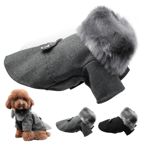 Winter Dog Woolen Clothes With Fur Collar Puppy