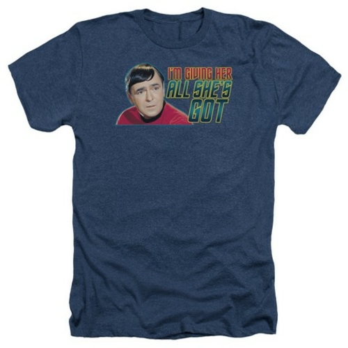 Trevco Star Trek-All Shes Got - Adult Heather Tee - Navy- Small