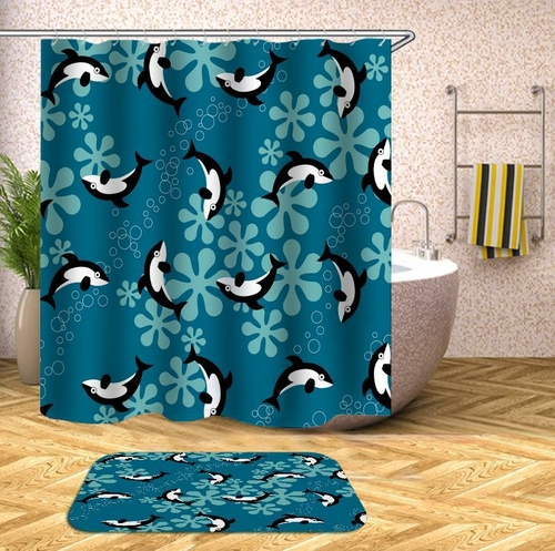 Pattern Of Whales Shower Curtain