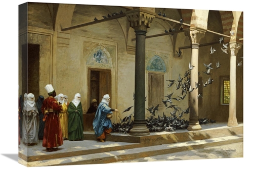 Global Gallery GCS-266379-22-142 22 in. Harem Women Feeding Pigeons in