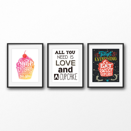 All You Need Is Love and A Cupcake Art Print Wall