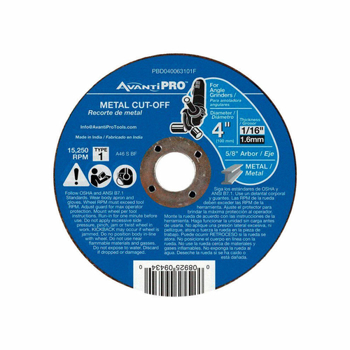 Avanti Pro 2799344 4 in. Aluminum Oxide Metal Cut-Off Disc, 0.06 i