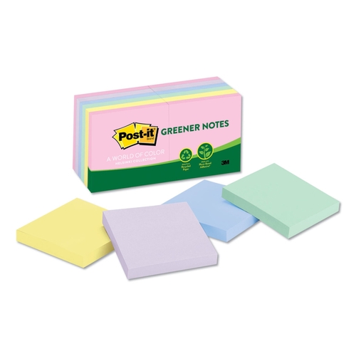 3M MMM65324RPVAD Recycled Mini Greener Note Pads, Assorted