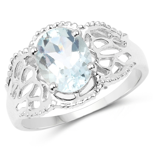 1.50 Carat Genuine Aquamarine .925 Sterling Silver Ring