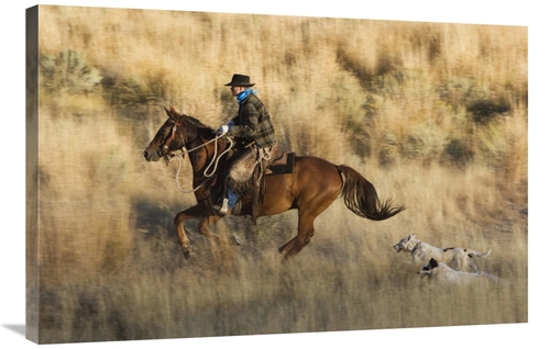Global Gallery GCS-452589-2436-142 24 x 36 in. Cowboy Riding Horse&#44