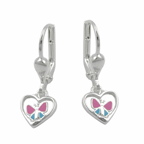 leverback earrings heart butterfly silver 925