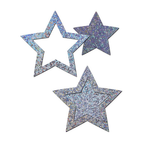 Pastease Peek-a-Boob: Silver Glitter Star Frame & Center Nipple