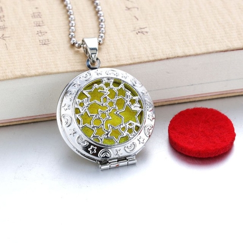 Star Aroma Diffuser Necklace Open Antique Lockets