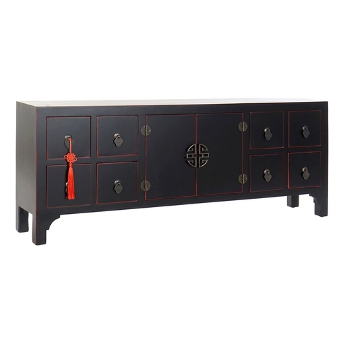 TV furniture DKD Home Decor Black Multicolour Wood Fir MDF Wood 130 x