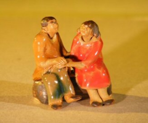 Miniature Glazed FigurineLoving Couple Holding Hands