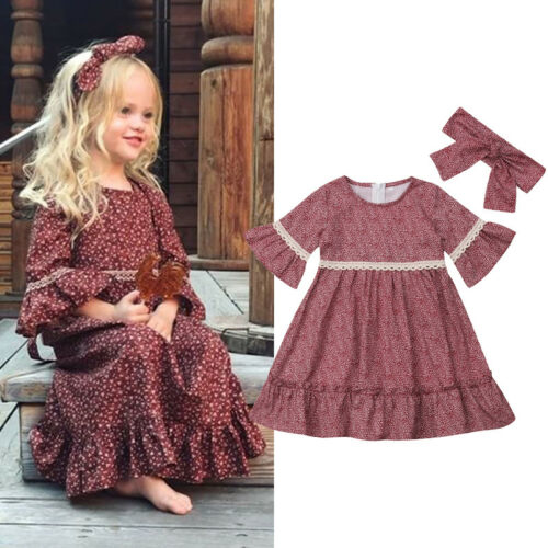 Baby Kid Girl Summer Long Sleeve Dress Party