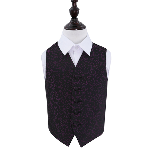Swirl Waistcoat - Boys - Black & Purple, 34'