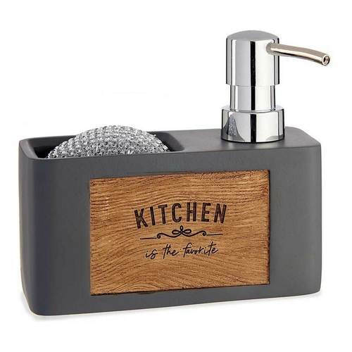 Soap Dispenser Grey Wood Plastic (6 x 13 x 15 cm)