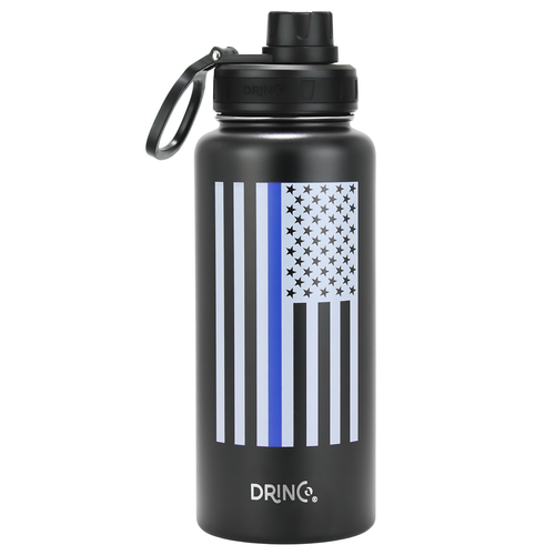 DRINCO® 32oz Stainless Steel Water Bottle-Thin Blue-Black